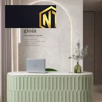 QUẦY LỄ TÂN MÀU XANH PASTEL ĐƠN GIẢN SANG TRỌNG - QLT04